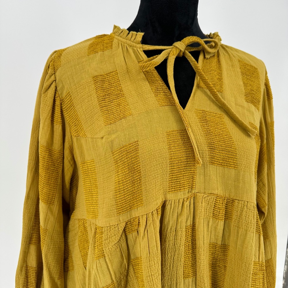 Umgee Mustard Yellow Checker Tunic Top - Picture 3 of 9